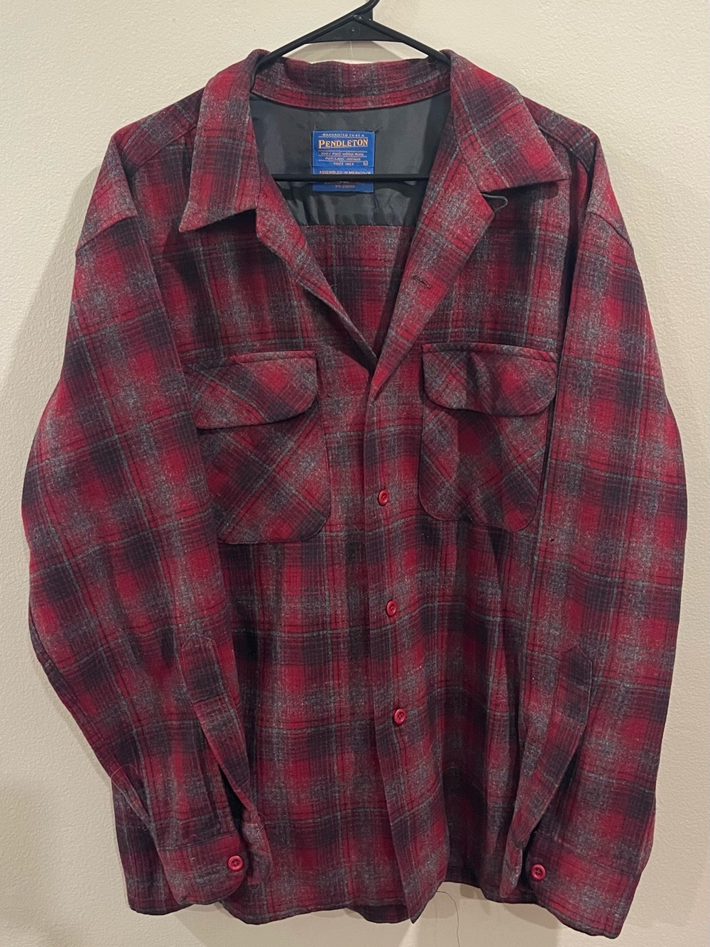 Pendleton Men’s Plaid Wool Blend Flannel Shirt – Size Large